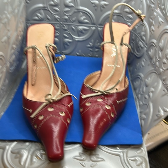 Prada kitten heels size 37 red beige cream - Picture 15 of 15